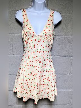 Zara Babydoll Slip Dress Size M Cherry Print Mini